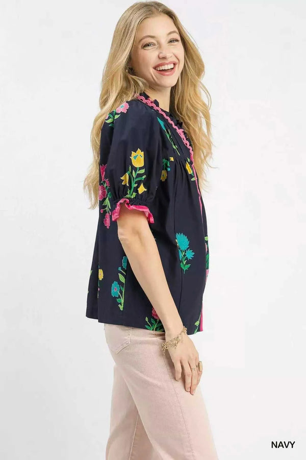 Umgee Petal Parade Print Button-Down Blouse 100100728971463 49 Affordable Fashion Under $100 Jerry's Apparel 
