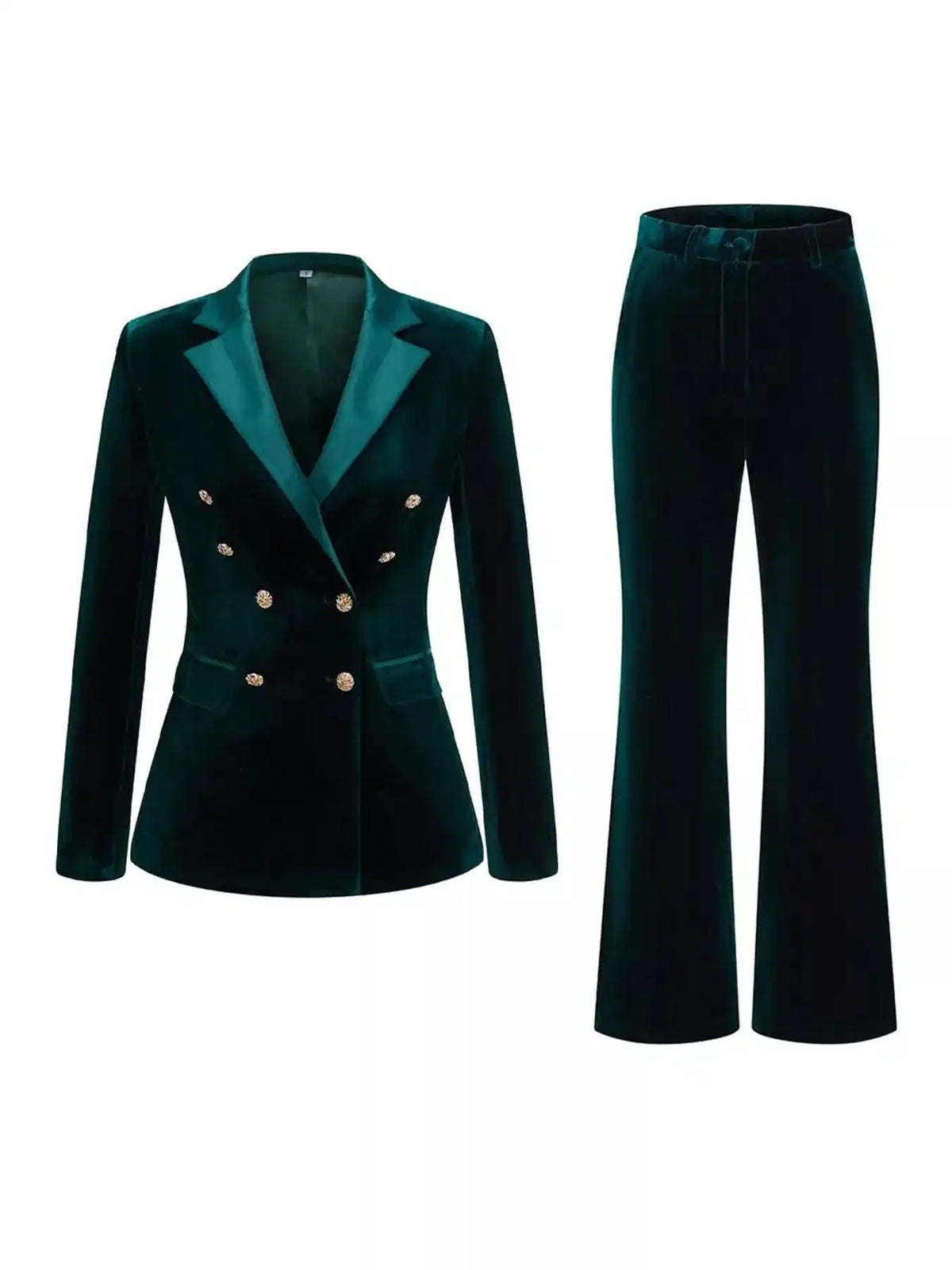 Velvet Double-Breasted Blazer and Flare Pant Set 101001325286323 92 Affordable Fashion Under $100 Jerry's Apparel 