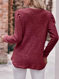 Ribbed Knit Puff Sleeve T-Shirt 100100962471478 28 Affordable Fashion Under $100 Jerry's Apparel 