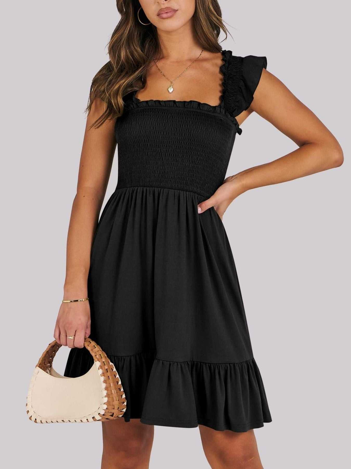 Smocked Ruffle Hem Mini Dress 100100088487178 33 Affordable Fashion Under $100 Jerry's Apparel 
