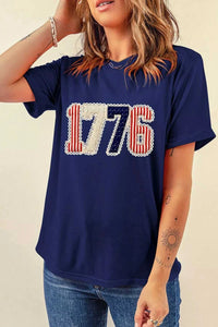 Patriotic 1776 Round Neck T-Shirt 100100542771053 32 Affordable Fashion Under $100 Jerry's Apparel 
