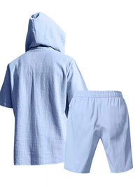 Men's Full Size Casual Short Sleeve Hooded Top & Shorts Set Plus Size 100400516300519 42 Gifts for Him Jerry's Apparel 