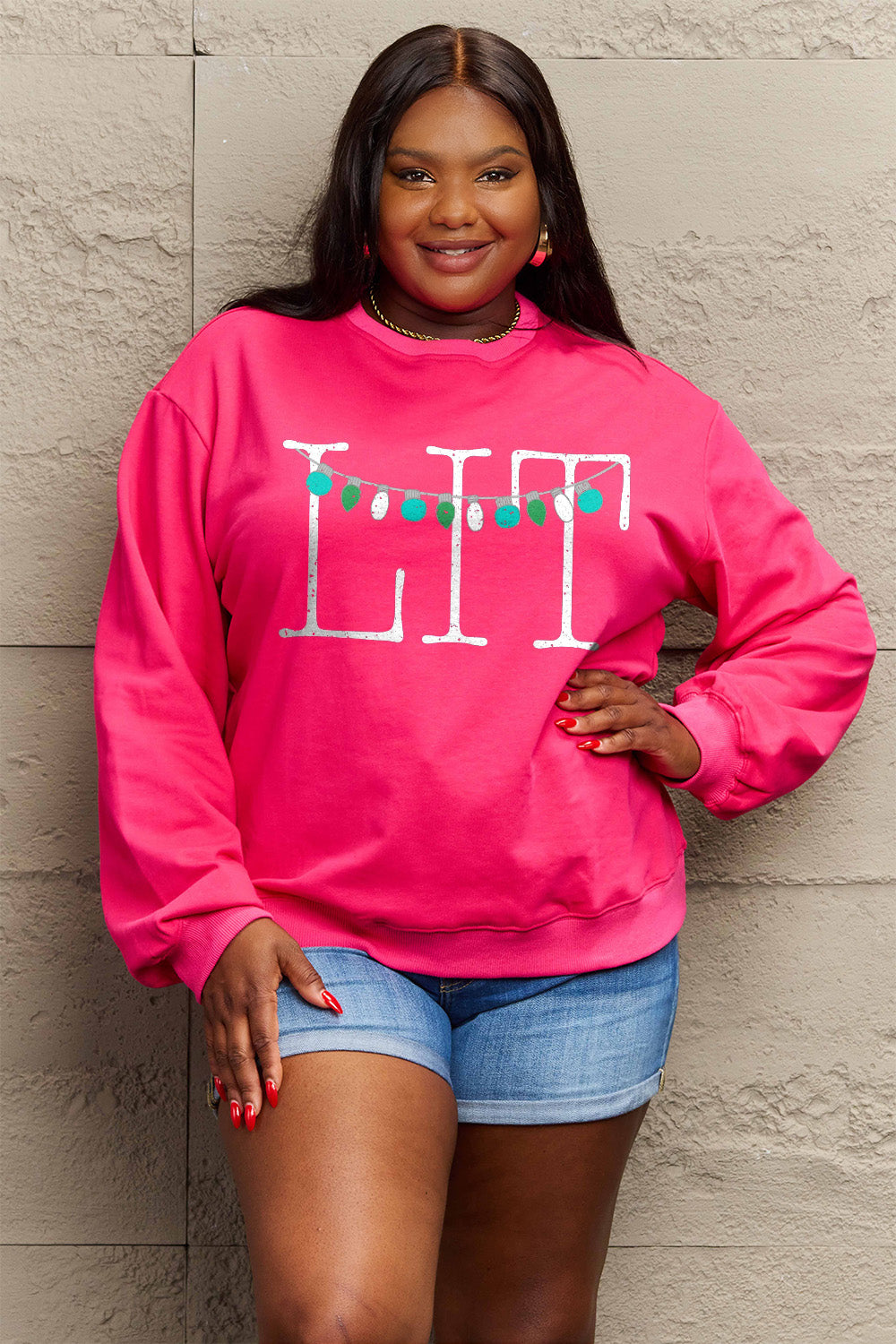 Full Size LIT Long Sleeve Sweatshirt