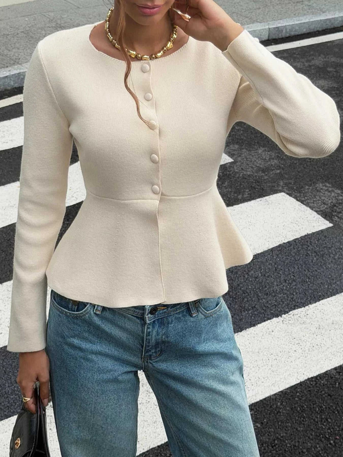 Peplum Button-Up Cardigan 101002217389111 53 Affordable Fashion Under $100 Jerry's Apparel 