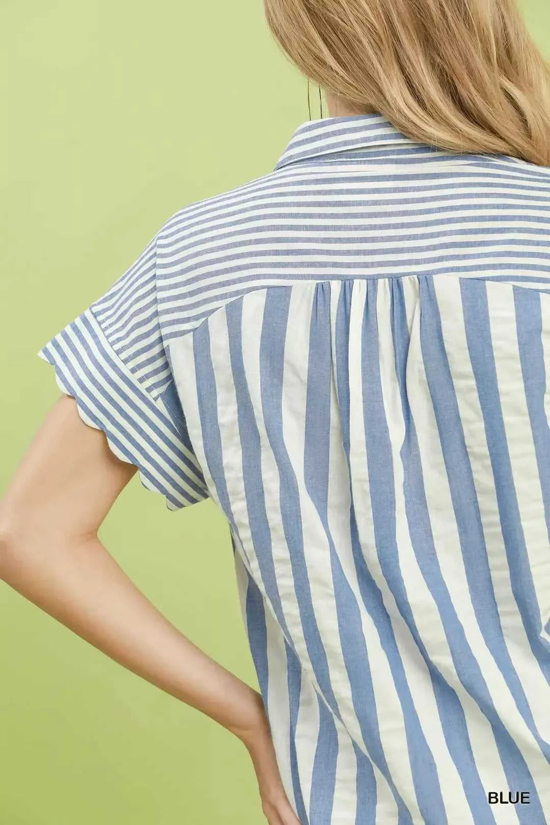 Umgee Striped Button Front Flutter Sleeve Top 100100338391100 49 Affordable Fashion Under $100 Jerry's Apparel 