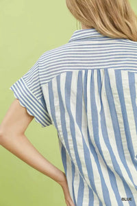 Umgee Striped Button Front Flutter Sleeve Top 100100338391100 49 Affordable Fashion Under $100 Jerry's Apparel 