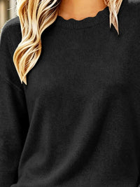 Full Size Scalloped Trim Crew Neck Sweater Plus Size 101002057228986 32 Affordable Fashion Under $100 Jerry's Apparel 