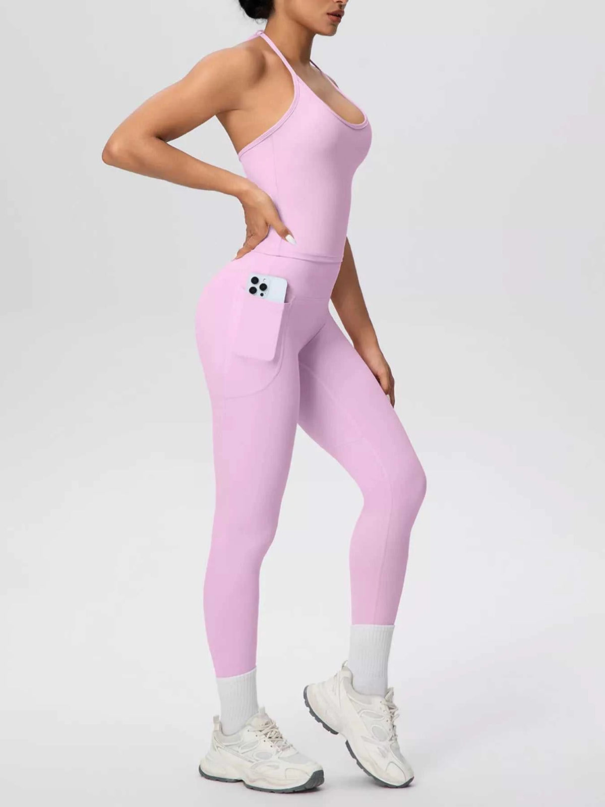 Halter Neck Cami and High-Waisted Leggings Active Set 101006856970414 89 Affordable Fashion Under $100 Jerry's Apparel 