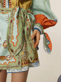 Printed Long Sleeve Shirt Dress