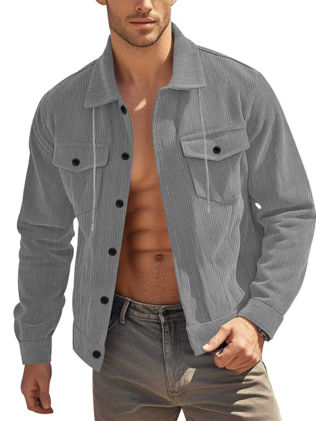 Men's Full Size Corduroy Button Up Casual Jacket Plus Size 100400073083215 54 Affordable Fashion Under $100 Jerry's Apparel 
