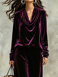 Full Size Velvet Cowl Neck Top and Pants Set Plus Size 101001490771294 53 Affordable Fashion Under $100 Jerry's Apparel 