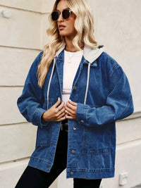 Oversized Button Up Denim Jacket with Hood 100100876233269 72 Affordable Fashion Under $100 Jerry's Apparel 