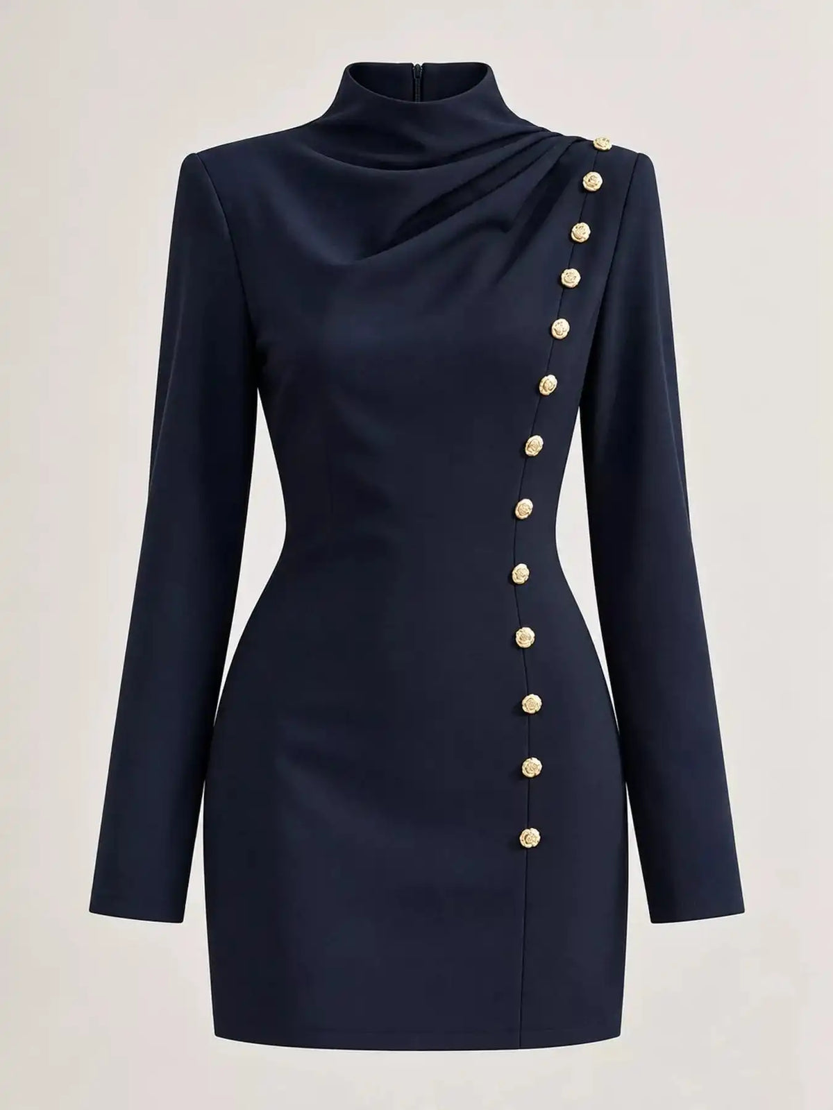 Full Size Decorative Button Mock Neck Mini Dress Plus Size 101001375300940 43 Affordable Fashion Under $100 Jerry's Apparel 