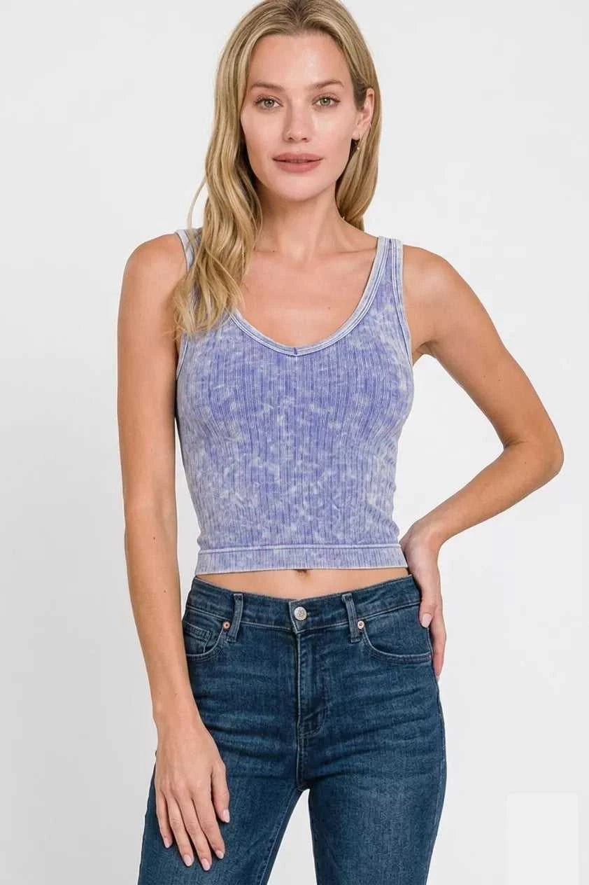 Zenana Washed Ribbed Seamless Cropped V-neck Tank Top 100100000961865 23 Affordable Fashion Under $100 Jerry's Apparel 