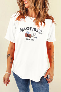 Guitar NASHVILLE Music City Print Crewneck Tee