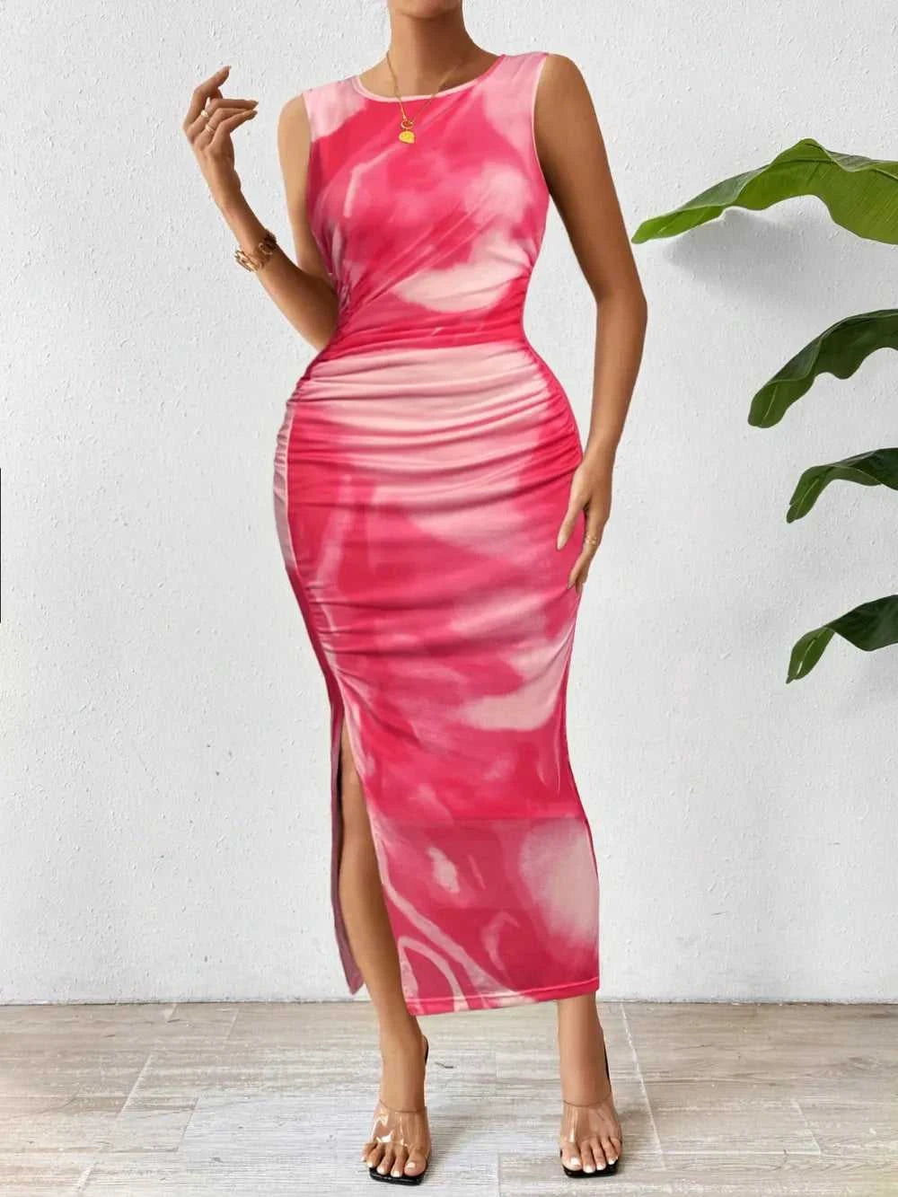 Honey Slit Round Neck Midi Tank Dress 100100998771132 32 Affordable Fashion Under $100 Jerry's Apparel 