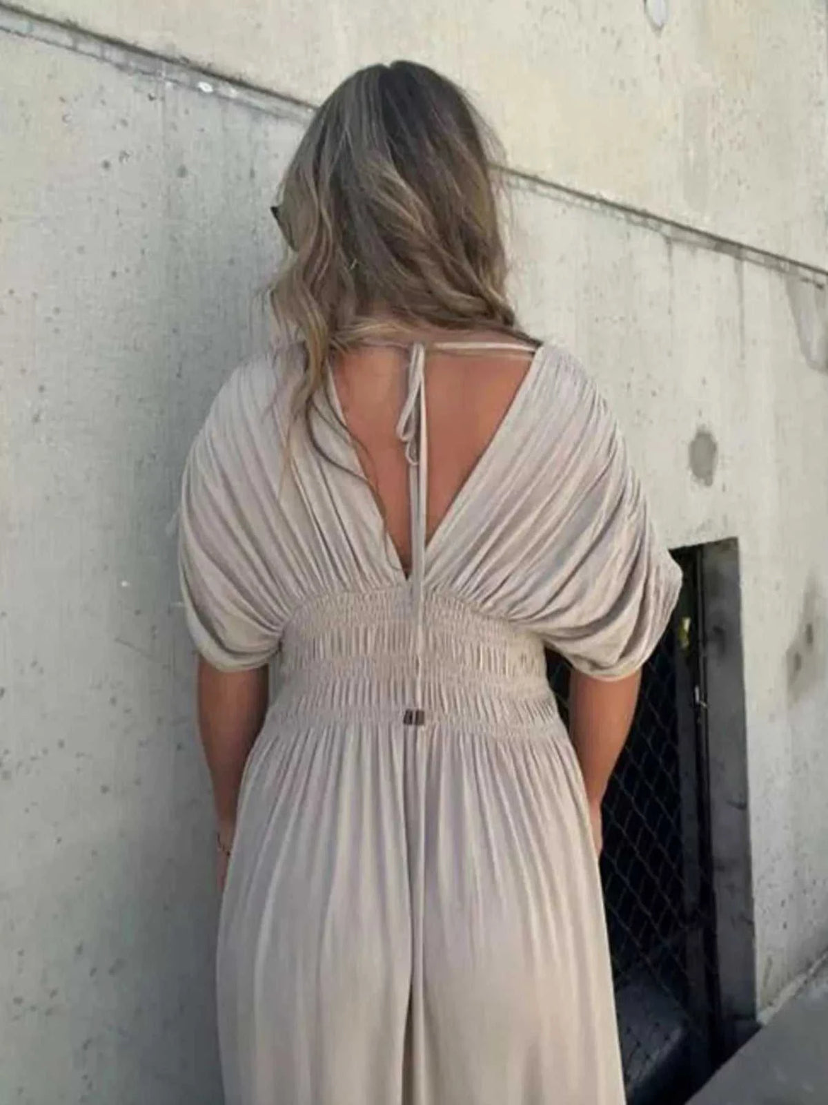 Full Size Slit V-Neck Smocked Waist Maxi Dress Plus Size 100100000480005 59 Gifts for Her Jerry's Apparel 