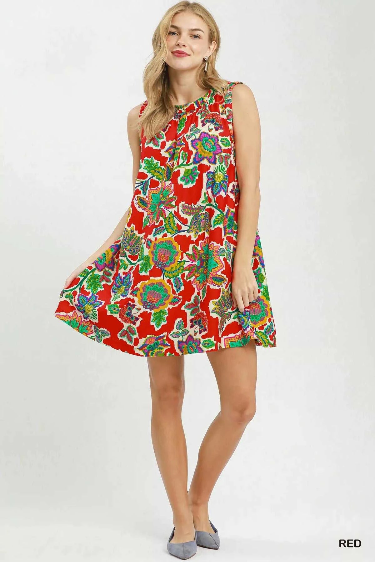 Umgee Abstract Print Sleeveless Shift Dress 100100259851254 53 Affordable Fashion Under $100 Jerry's Apparel 