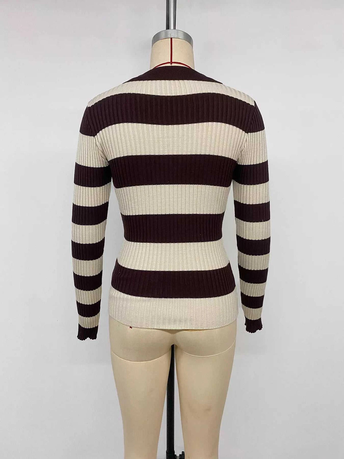 Striped Ribbed Knit Long Sleeve Sweater 100100411888212 40 Women's Sweaters and Knitwear Jerry's Apparel 