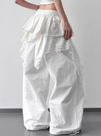 Lace Ruffled Wide Leg Pants