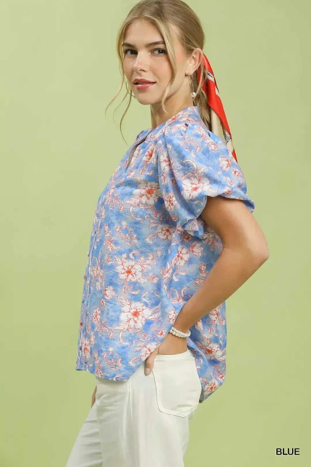 Umgee Floral Button-Front Short Sleeve Shirt 100100097331745 49 Affordable Fashion Under $100 Jerry's Apparel 
