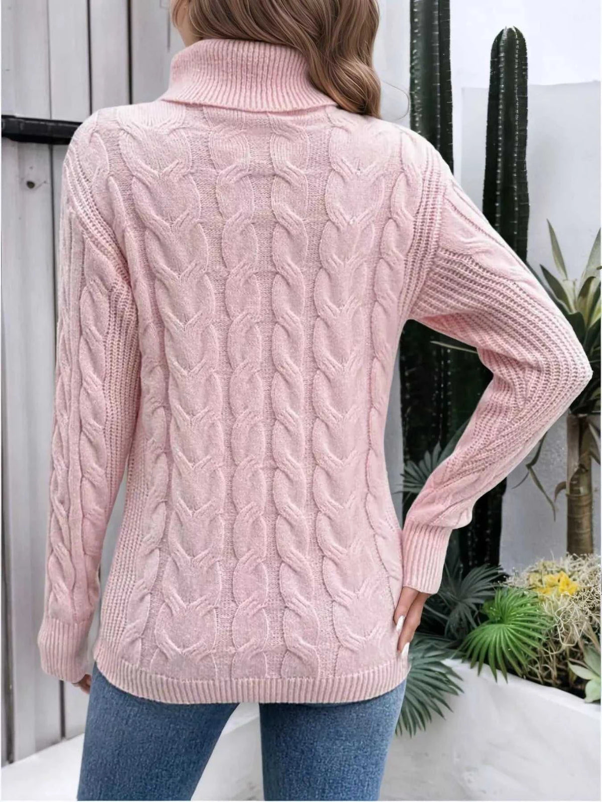Cable Knit Turtleneck Long Sleeve Sweater 100100174532282 38 Affordable Fashion Under $100 Jerry's Apparel 