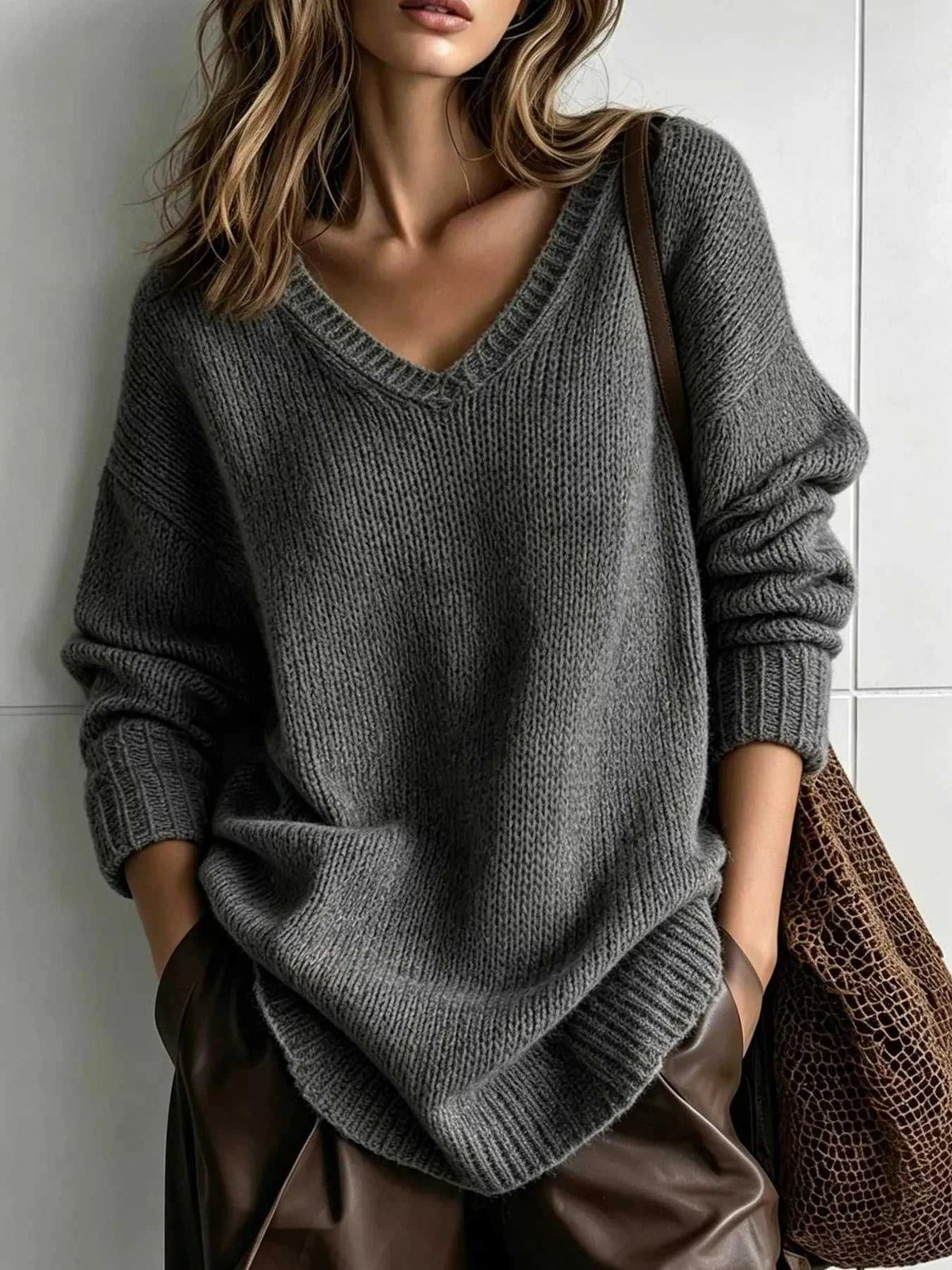 V-Neck Dropped Shoulder Sweater 101002004477831 44 Affordable Fashion Under $100 Jerry's Apparel 