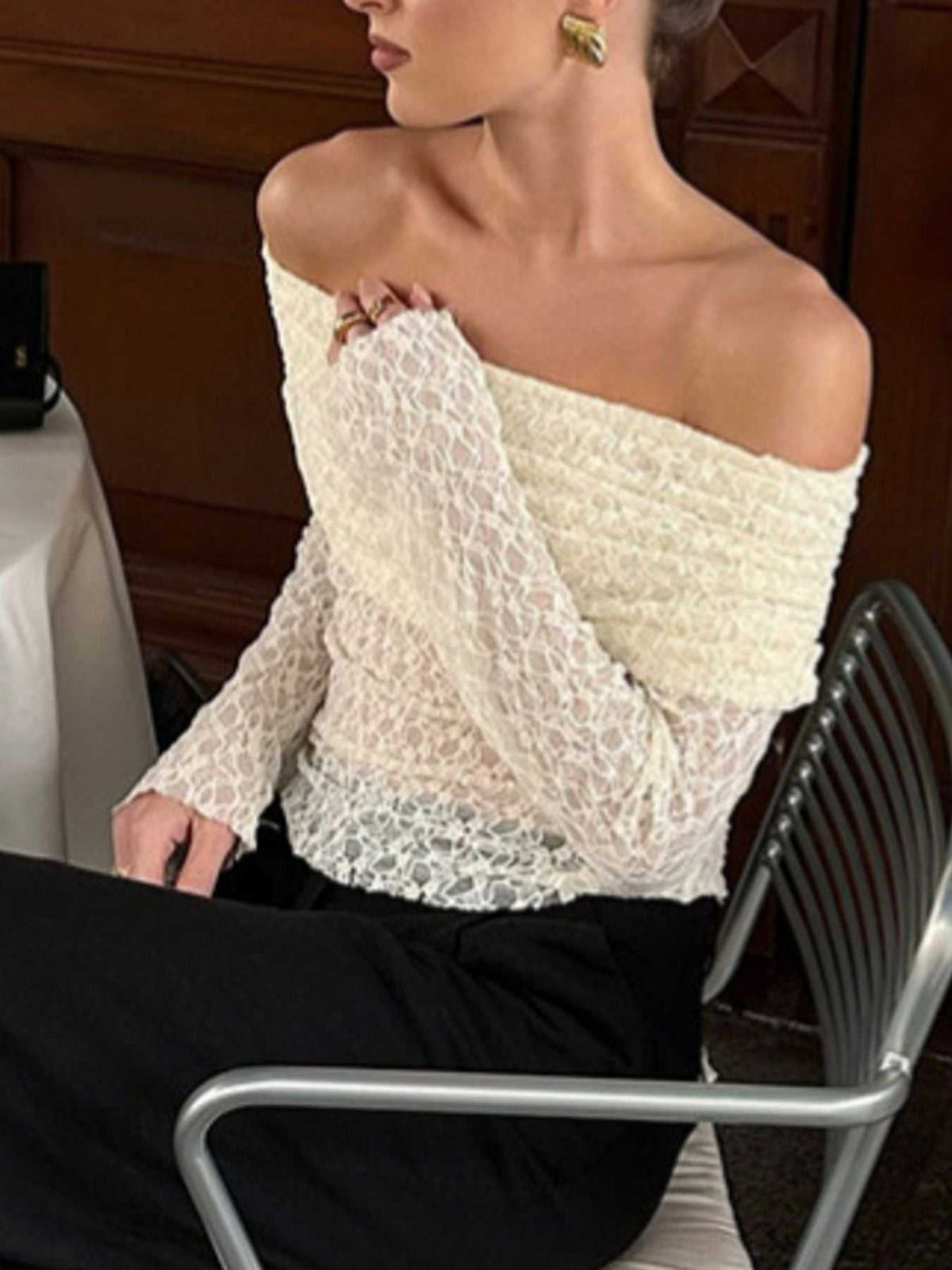 Off Shoulder Long Sleeve Lace Top 100100868487631 39 Affordable Fashion Under $100 Jerry's Apparel 