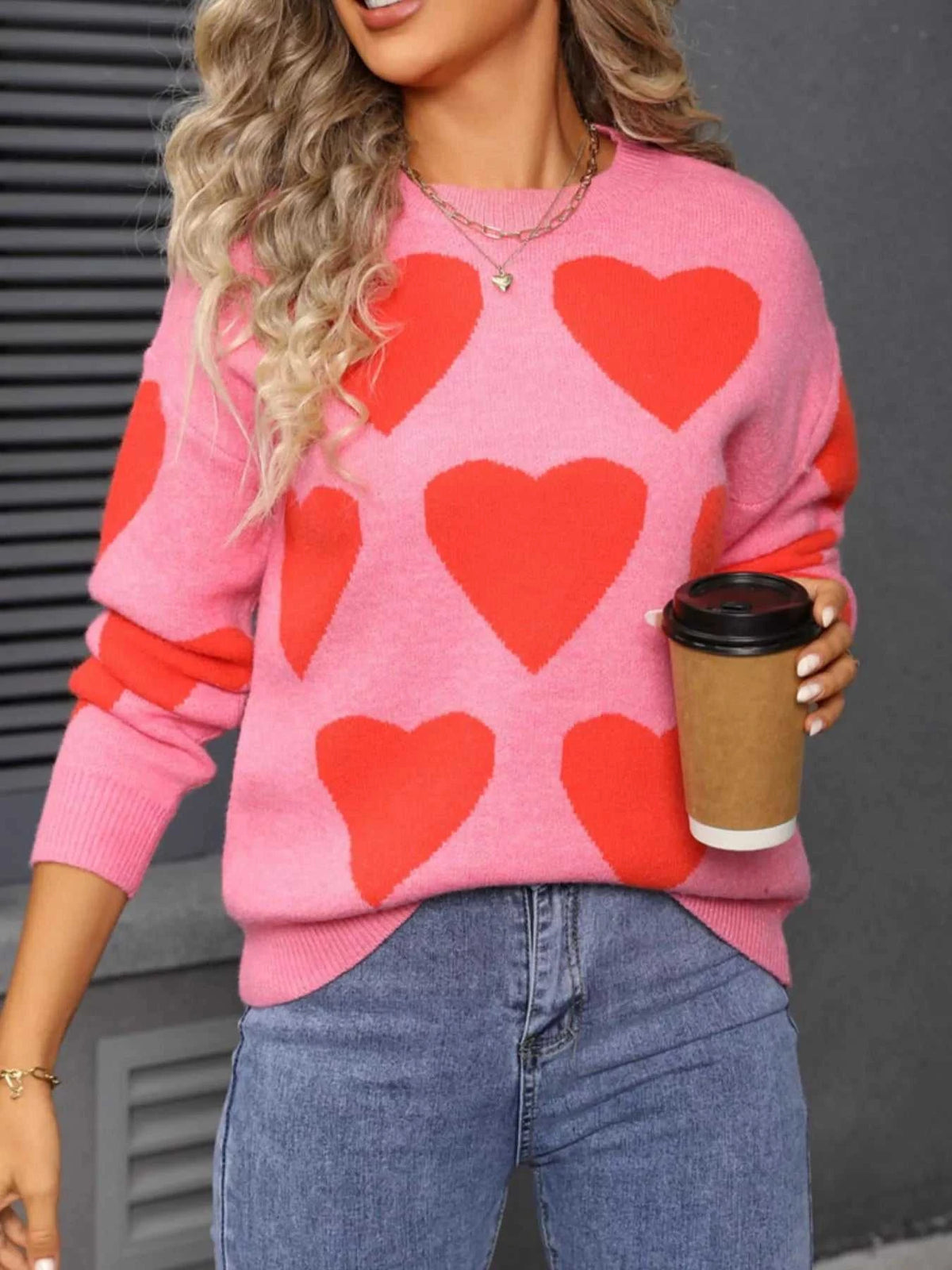Valentine's Day Heart Round Neck Knitted Sweater 100100729598622 48 Affordable Fashion Under $100 Jerry's Apparel 