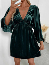 Ruched V-Neck Balloon Sleeve Dress 100100977231400 48 Affordable Fashion Under $100 Jerry's Apparel 