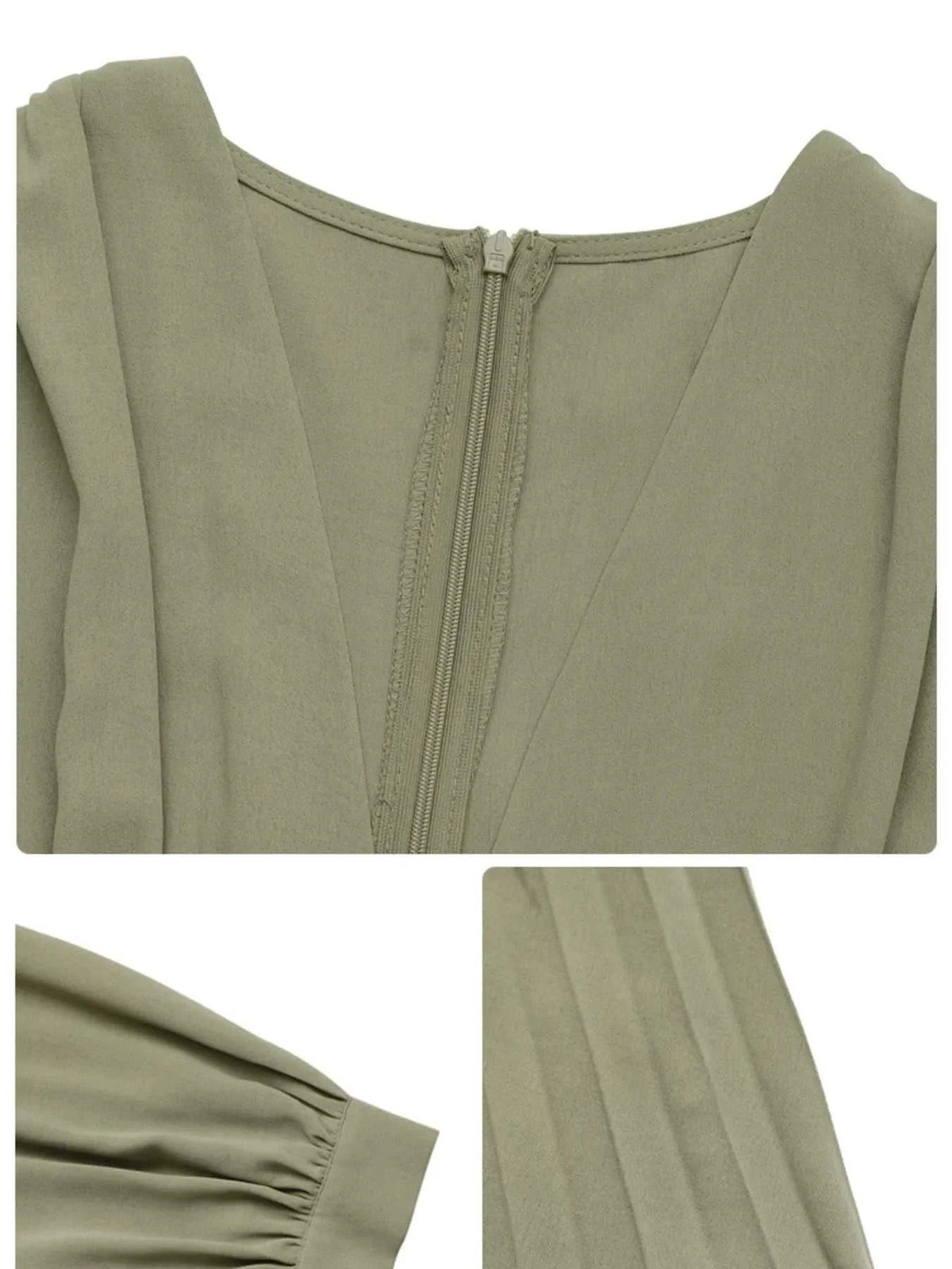 Pleated Long Sleeve V-Neck Dress 100100019199491 59 Gifts for Her Jerry's Apparel 