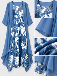 Full Size Floral Print Midi Dress and Chiffon Cardigan Set Plus Size 101001950650233 50 Affordable Fashion Under $100 Jerry's Apparel 