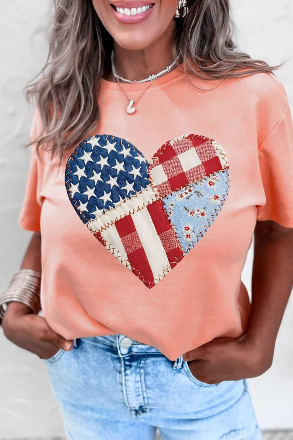 Patriotic Heart Round Neck Tee 100100219556850 31 Affordable Fashion Under $100 Jerry's Apparel 
