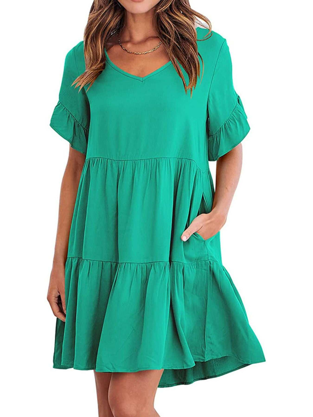 Ruffled Sleeve Tiered Mini Dress 100100840870791 28 Affordable Fashion Under $100 Jerry's Apparel 