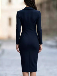 Elegant Asymmetric Zipper Lapel Bodycon Midi Dress 101001647887507 54 Gifts for Her Jerry's Apparel 