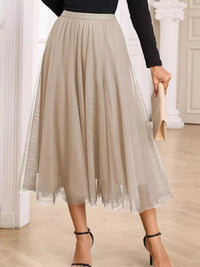 Tulle Mesh Overlay Flared Midi Skirt 100100431711620 39 Gifts for Her Jerry's Apparel 