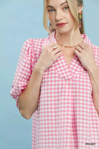 Umgee Gingham Puff Sleeve Collared Blouse 100100771141184 45 Affordable Fashion Under $100 Jerry's Apparel 