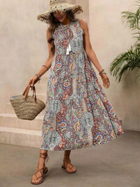 Paisley Print Tie Neck Sleeveless Midi Dress 100100431959174 36 Affordable Fashion Under $100 Jerry's Apparel 
