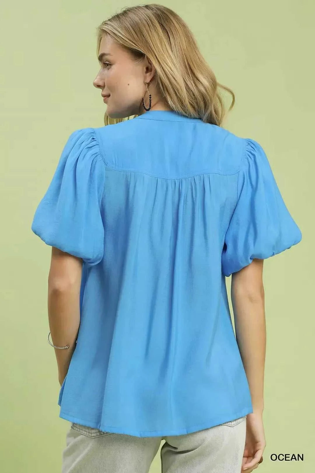 Umgee Button-Down Puff Sleeve Shirt 100100018371117 49 Affordable Fashion Under $100 Jerry's Apparel 