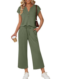 Notched Short Sleeve Top and Pants Set 100100127376521 46 Affordable Fashion Under $100 Jerry's Apparel 