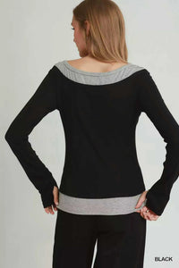 Umgee Layered Twofer Long Sleeve Top 100100420271482 42 Affordable Fashion Under $100 Jerry's Apparel 