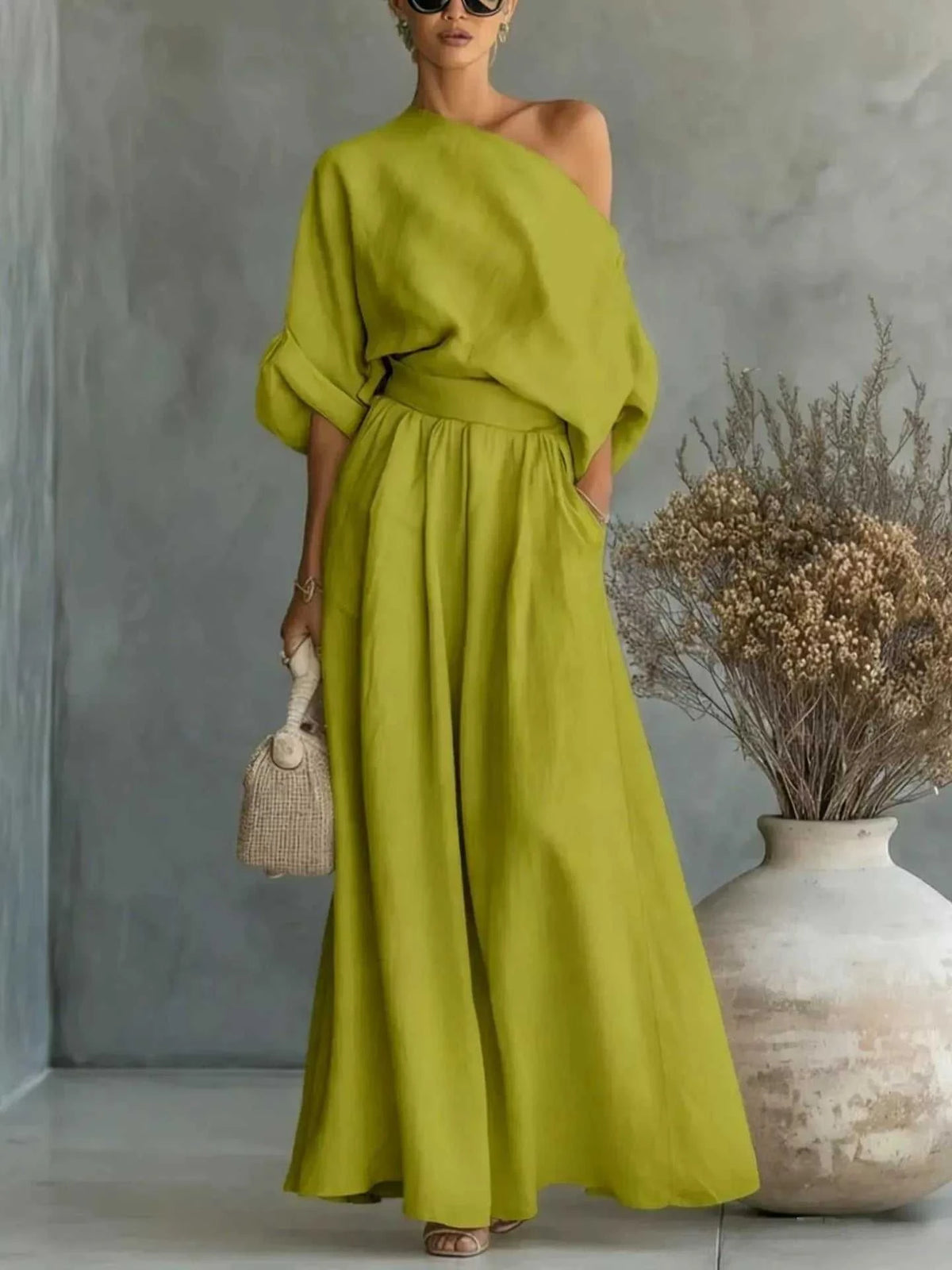 Full Size One Shoulder Top and Wide Leg Pants Set Plus Size 100100608957632 46 Affordable Fashion Under $100 Jerry's Apparel 