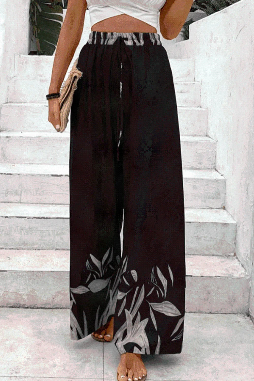 Drawstring High Waist Relax Fit Pants
