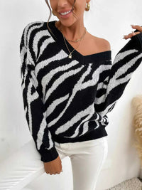 Zebra Print Relaxed Fit Pullover Sweater 100100918358486 33 Affordable Fashion Under $100 Jerry's Apparel 