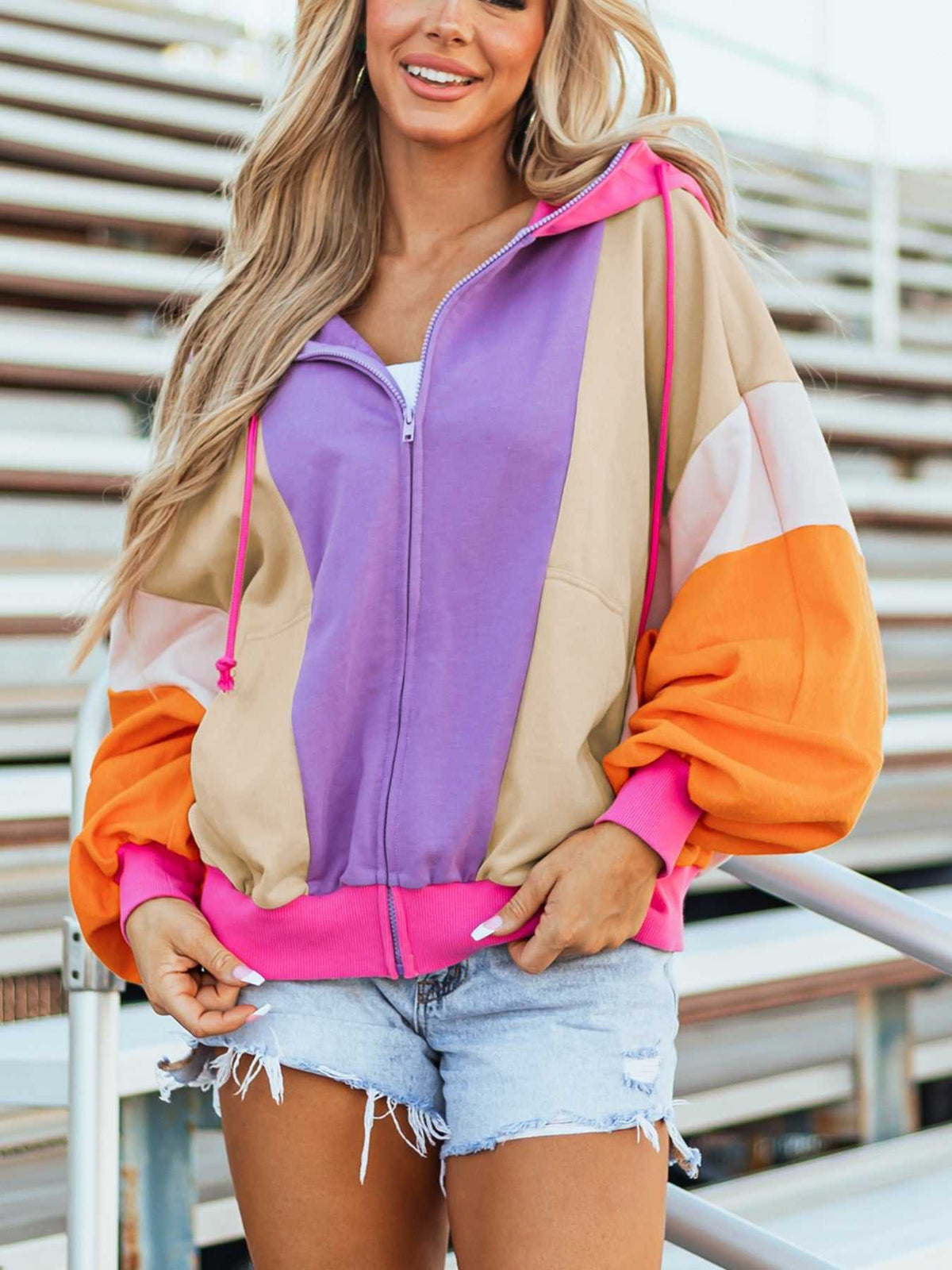 Color Block Zip-Up Hoodie 100100398881130 69 Affordable Fashion Under $100 Jerry's Apparel 
