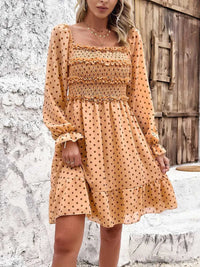 Devine Smocked Polka Dot Long Sleeve Dress 100100845229368 44 Affordable Fashion Under $100 Jerry's Apparel 