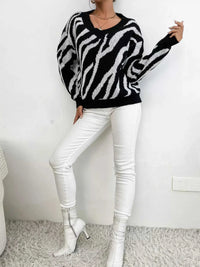 Zebra Print Relaxed Fit Pullover Sweater 100100918358486 33 Affordable Fashion Under $100 Jerry's Apparel 
