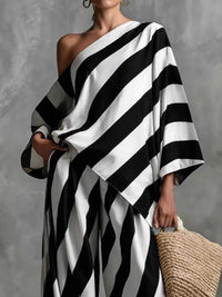 Full Size One-Shoulder Striped Top and Wide-Leg Pants Set Plus Size 100100587283863 37 Affordable Fashion Under $100 Jerry's Apparel 