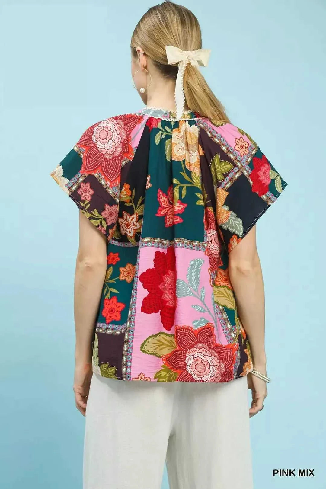 Umgee Mix Floral Patchwork Tassel Tie Top 100100389751612 45 Affordable Fashion Under $100 Jerry's Apparel 