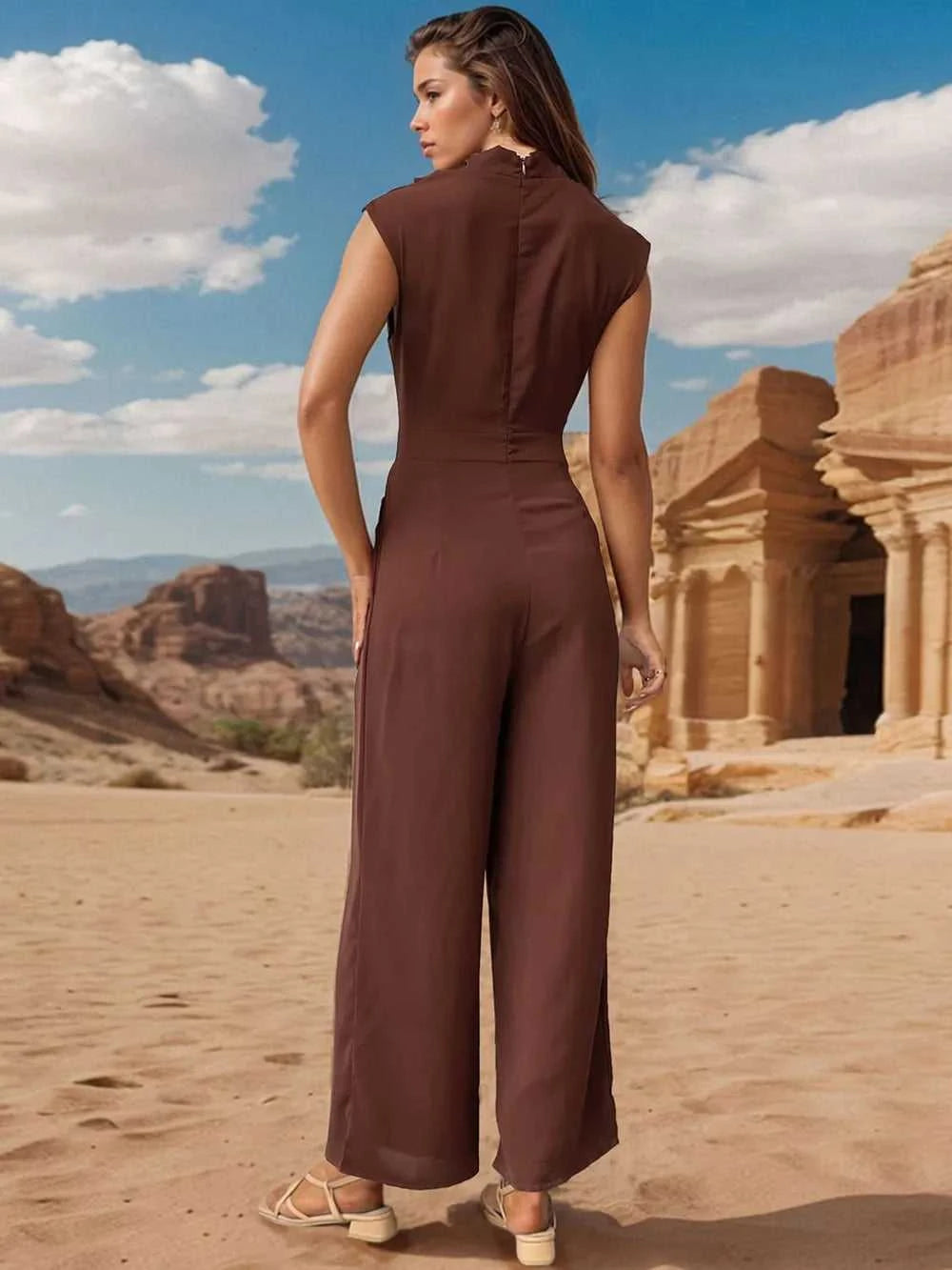 Perfee Ruched Mock Neck Sleeveless Jumpsuit 100100345642914 38 Affordable Fashion Under $100 Jerry's Apparel 